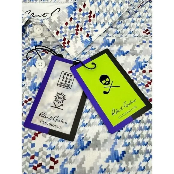 NWT Robert Graham Clubhouse Basel Geometric Performance Golf‎ Polo LARGE $128